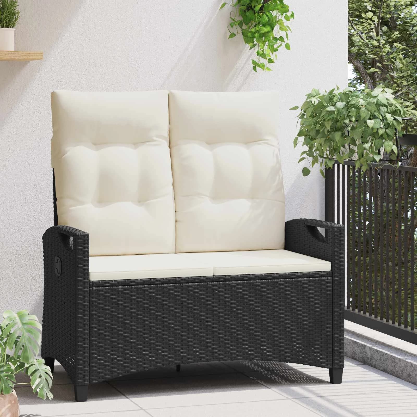 Vrtna klop Črna in krem 105 x 60 x 112 cm Jeklo in poliestren - slika 3