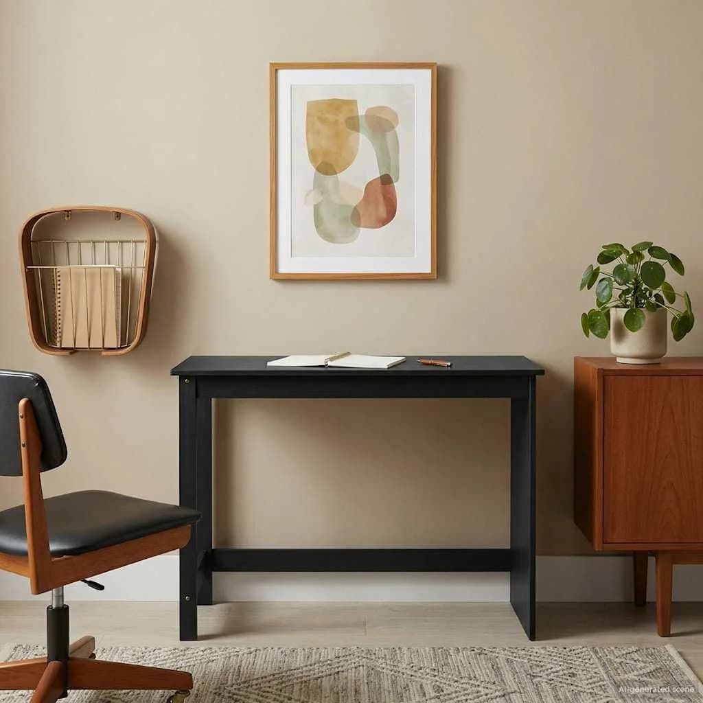 Miza Črna 112 x 50 x 75 cm Masivno borovo les - slika 3