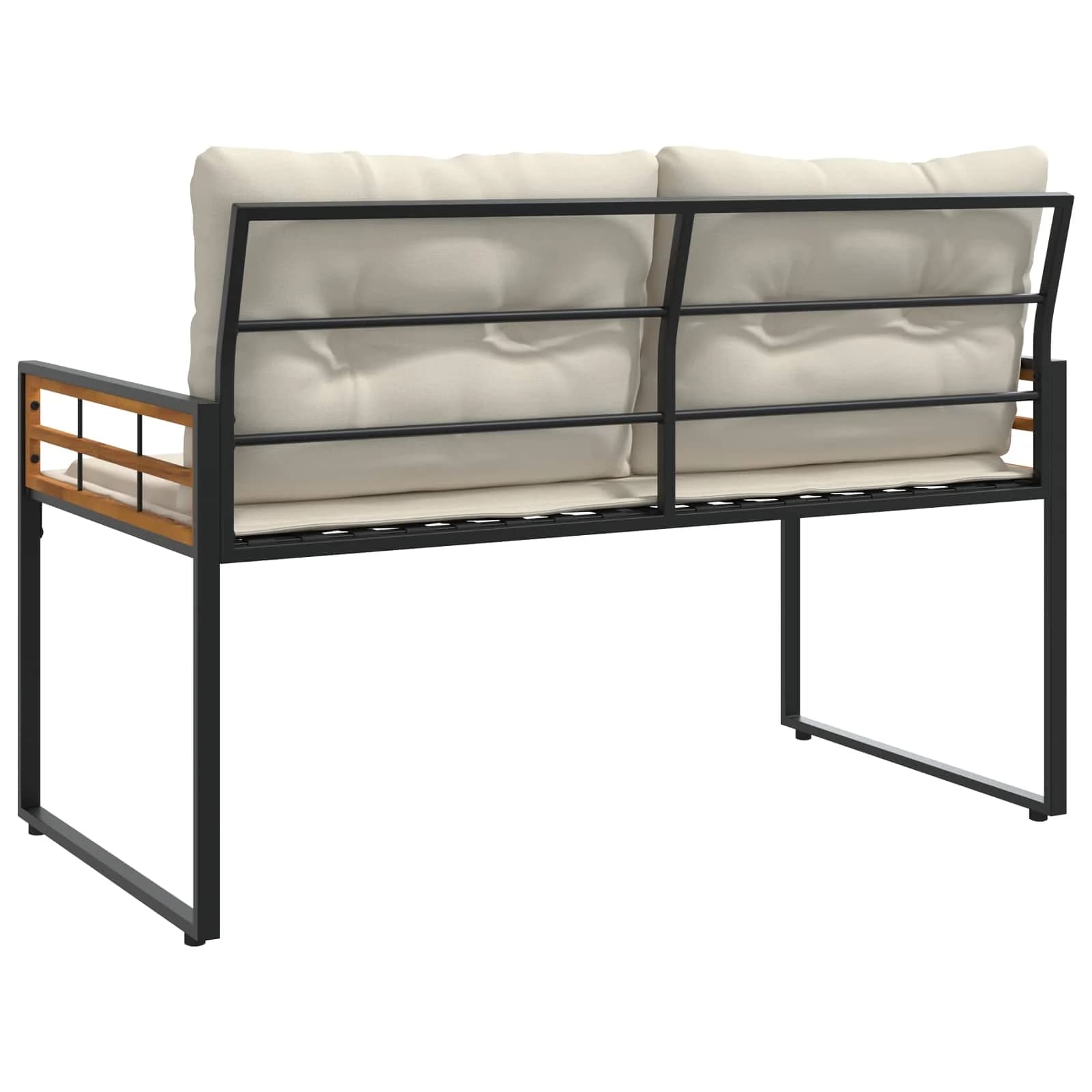 Lesena ležajna klop z blazino Enobarvno krema 114 x 55 x 77 cm - slika 6