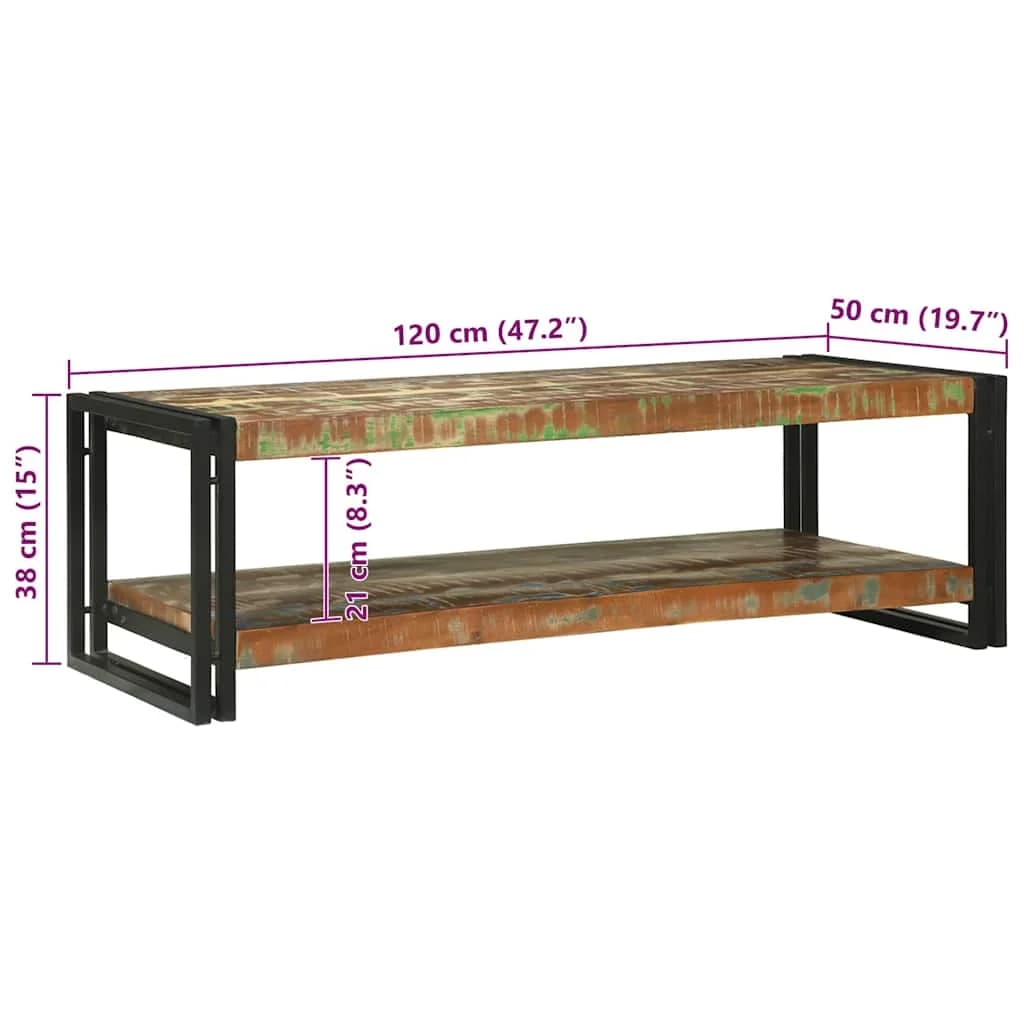 Klubska miza večbarvno 120 x 50 x 38 cm Trdna obnovljena les - slika 10