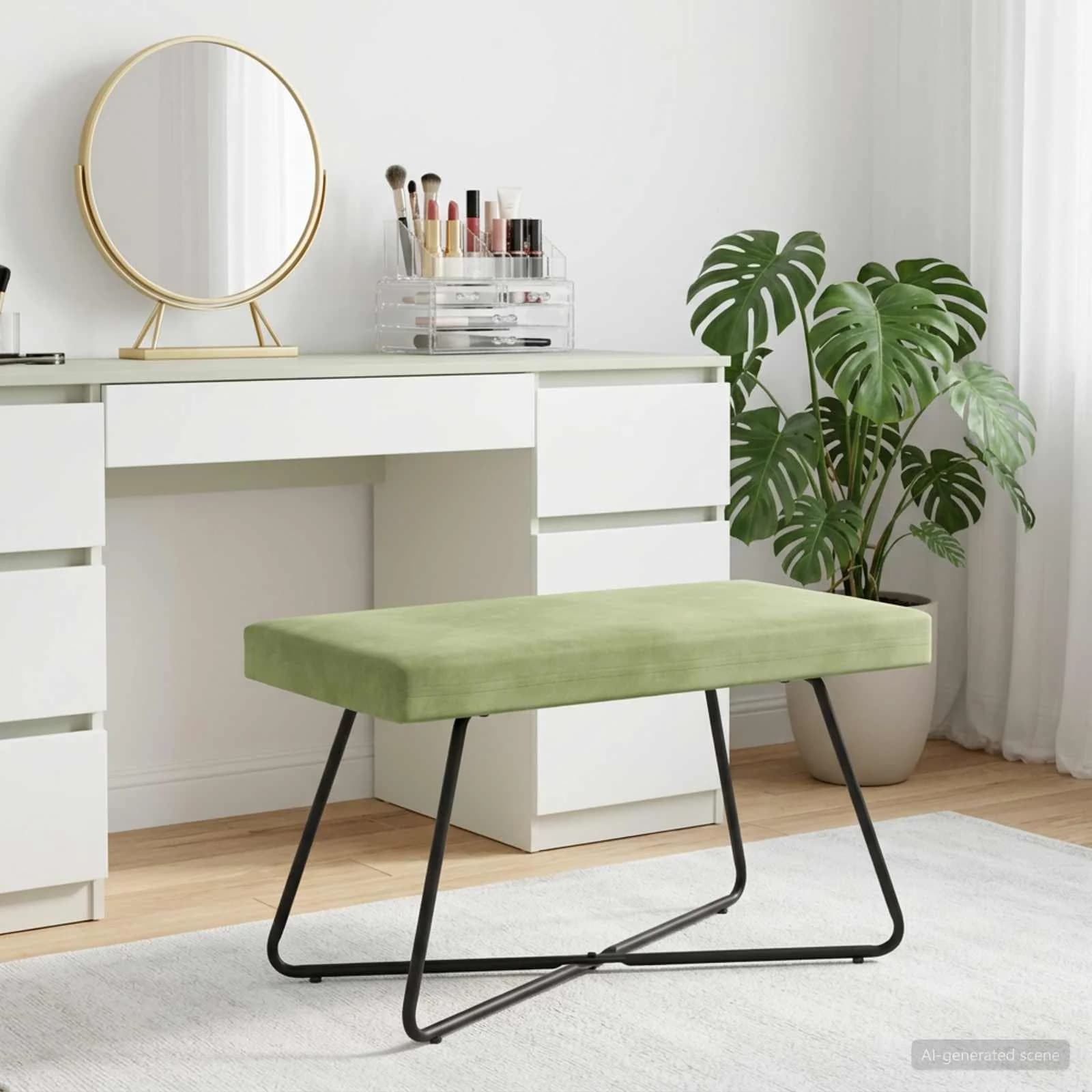 klop Svetlo zelena 80 x 40 x 45 cm Žamet - slika 3