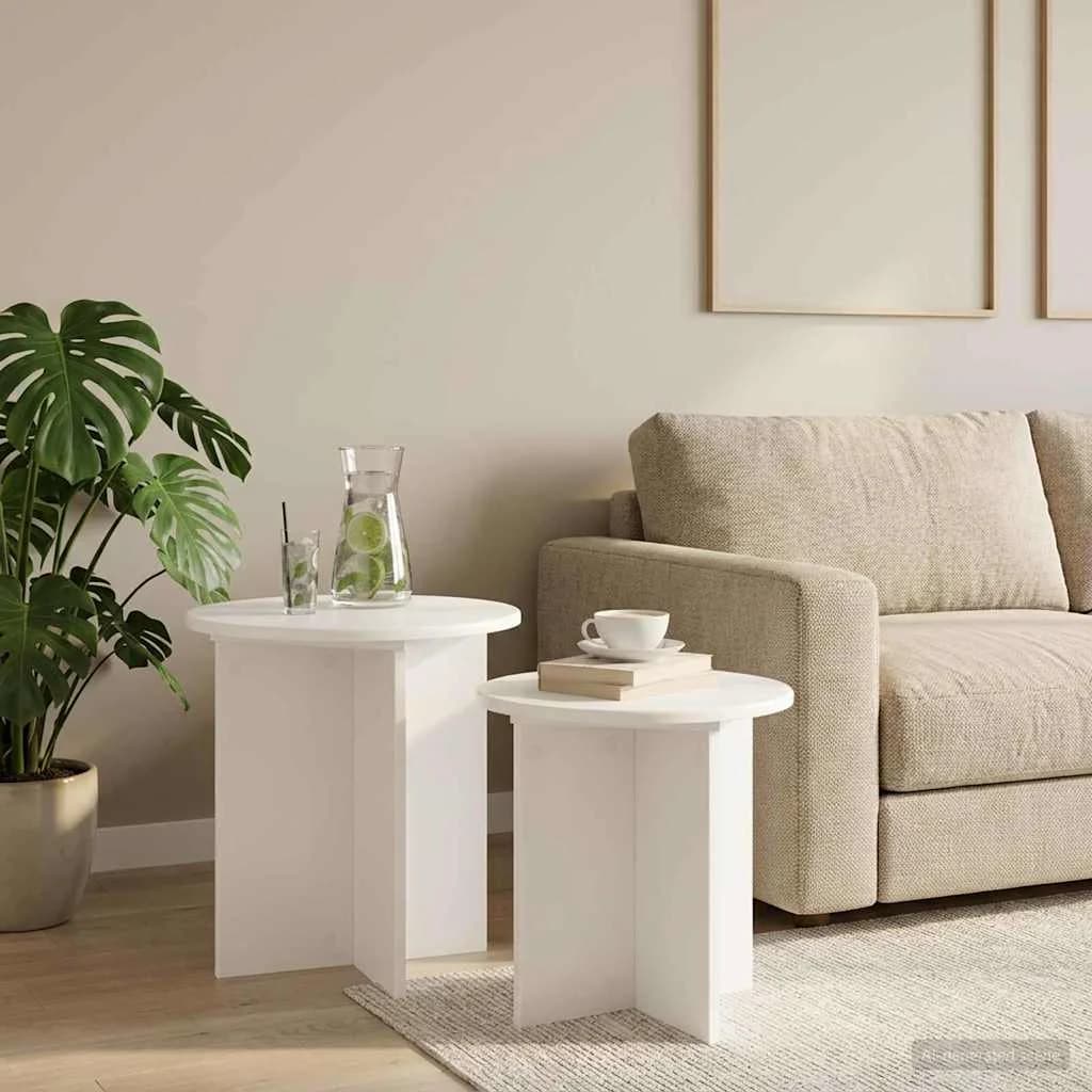 Komplet stranskih mizic 2 kos Ø 45 x 45 cm Konstruirano leseno