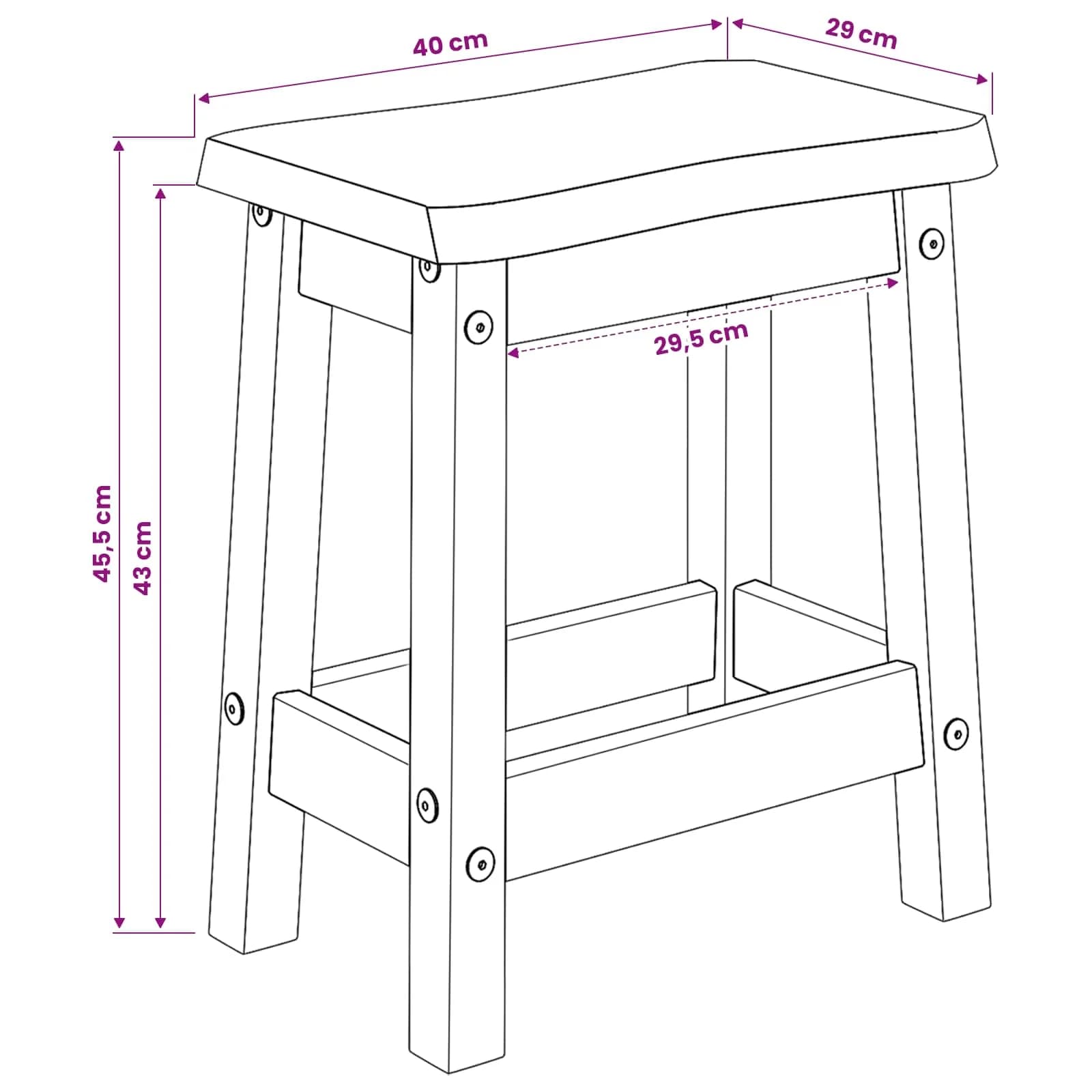 Barski stol EKAI 2 kos Črna 40 x 29 x 45,5 cm Trdna borovina - slika 9