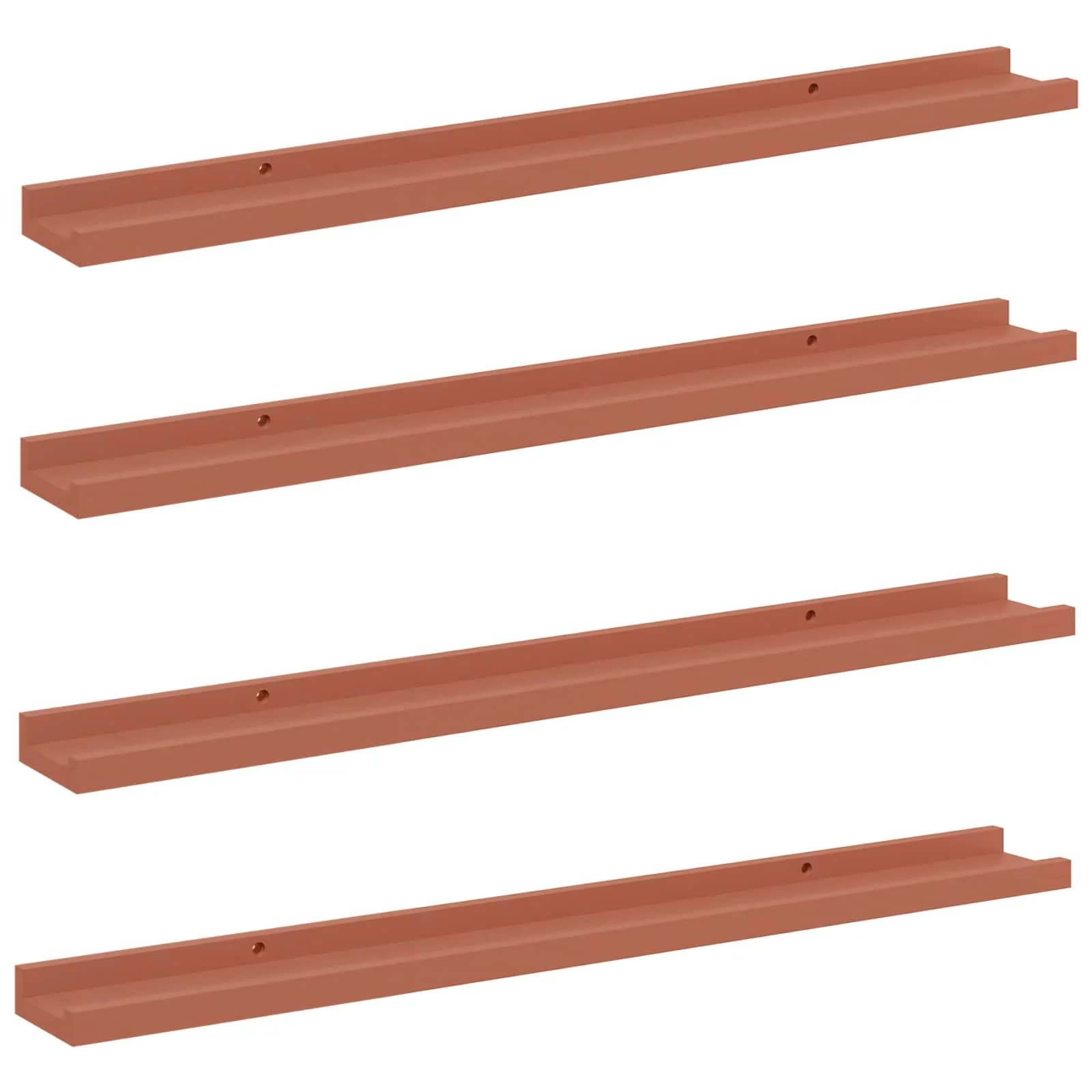 Stenska polica Montaža za steno 4 kos Rdeča 80 x 9 x 3 cm - slika 2