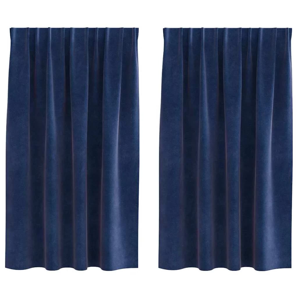 Zatemnitvene zavese 2 kos Temno modra 140 x 140 cm Žamet - slika 2
