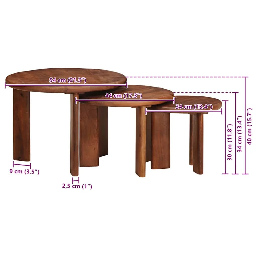 Mize za kavo z gnezdenjem 3 kos Medeno rjava Ø 54 x 40 cm - slika 11
