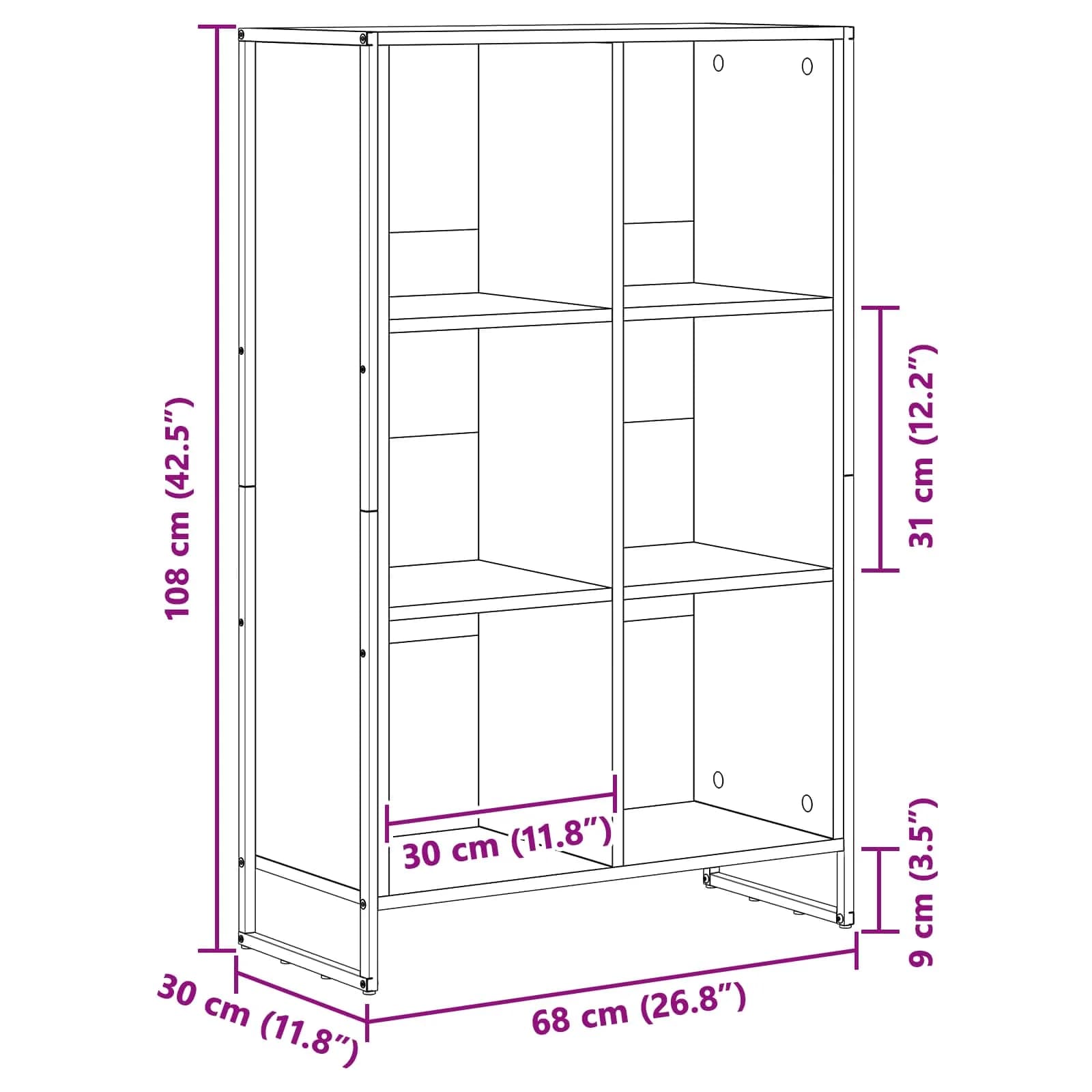 Knjigovni omar 99,5 x 30 x 108,5 cm Inženirski les Siva Sonoma - slika 12