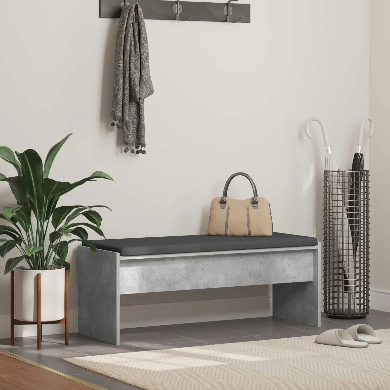 Haldna klop z blazino Betonsko siva 103 x 38 x 40 cm