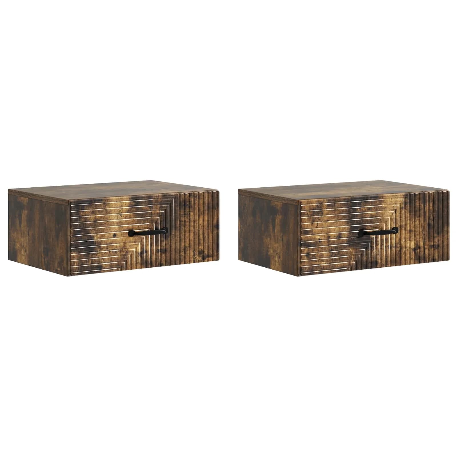Stenski nočni omarici 2 kos Dimljen hrast 49 x 34,5 x 20 cm - slika 2