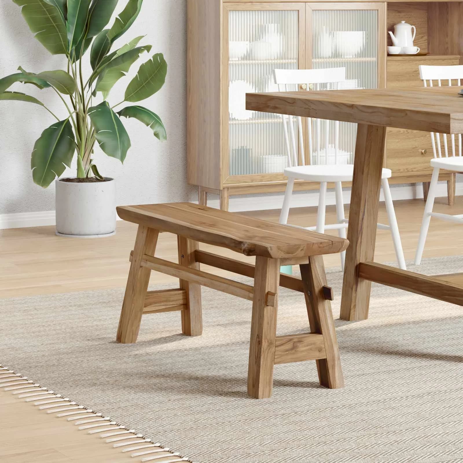 klop Naravna 100 x 29 x 43,5 cm Trden tikov les - slika 3
