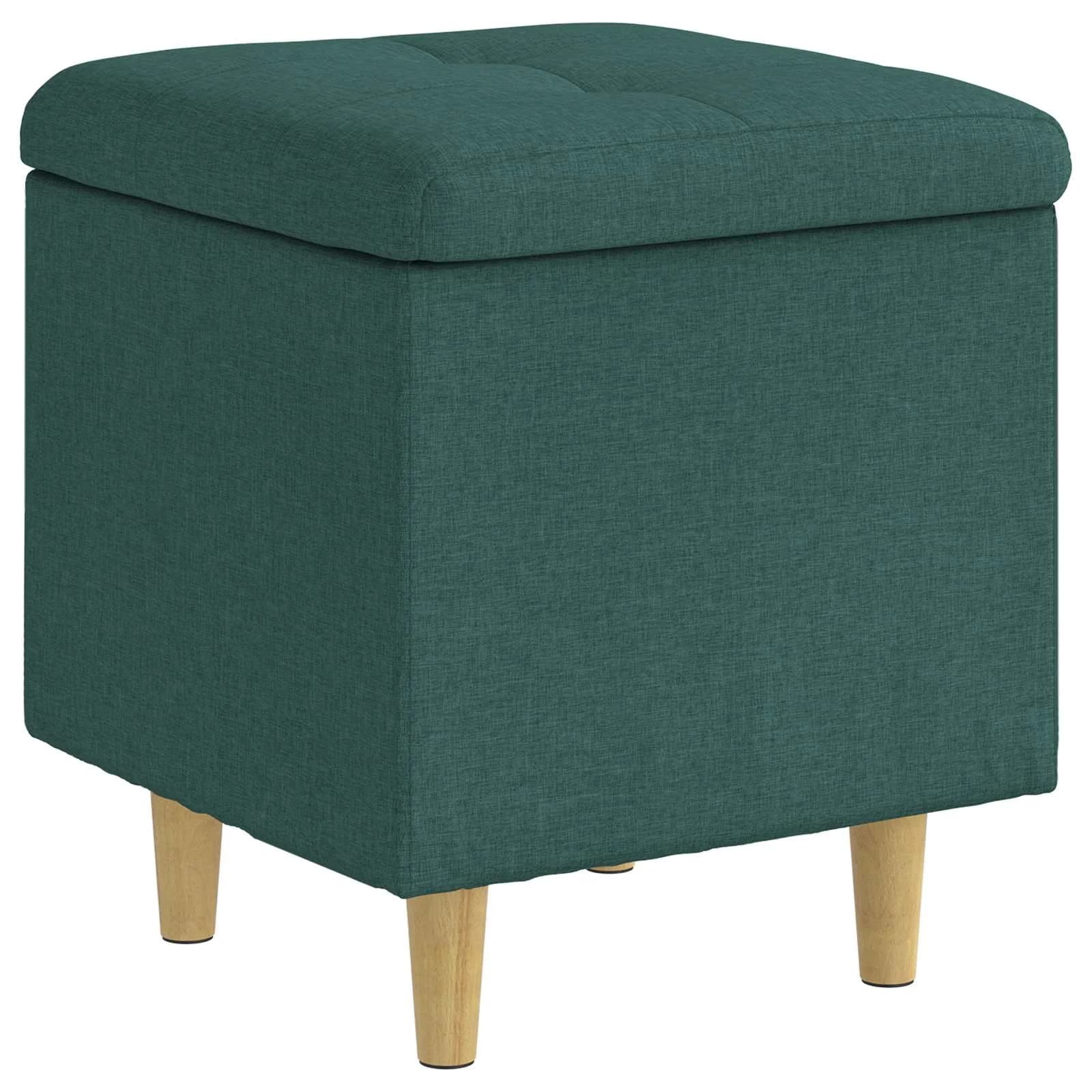Shranjevalna tabureta Temno zelena 40 x 40 x 45 cm blago - slika 2