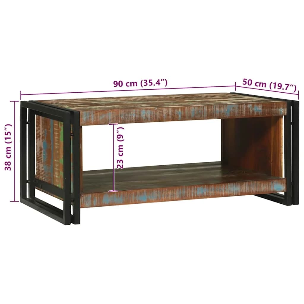 Klubska miza večbarvno 90 x 50 x 38 cm Trdna obnovljena les - slika 10