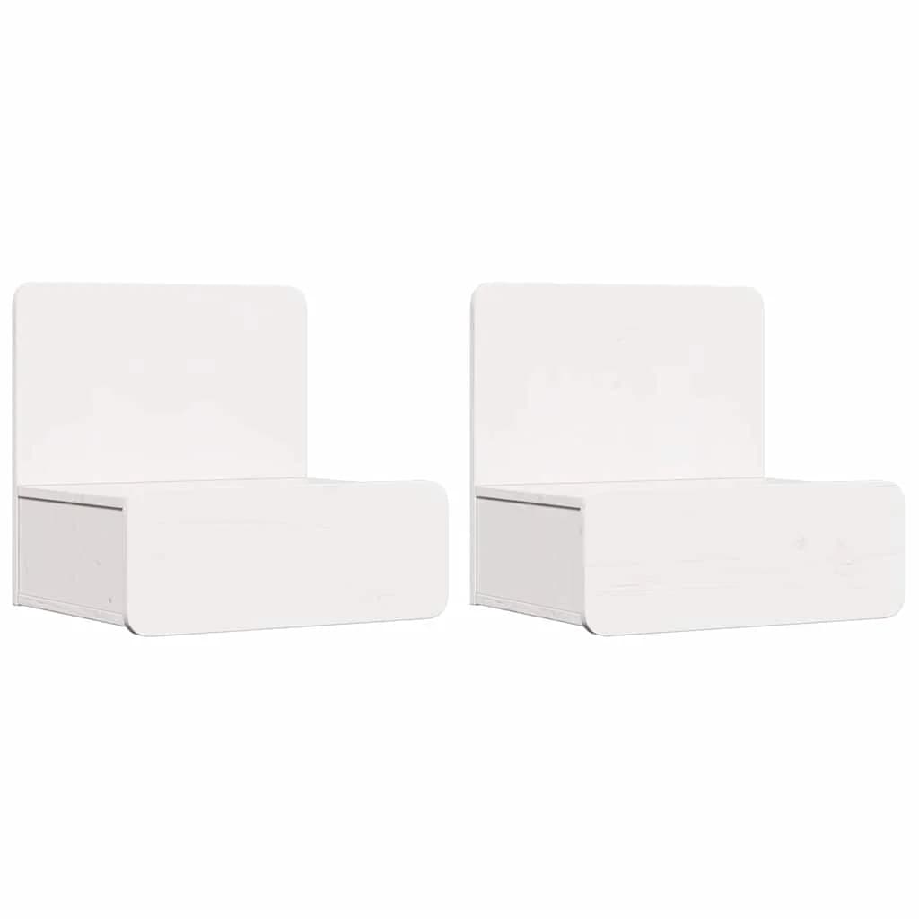 Nočna omarica 2 kos Bela 44 x 32,5 x 40 cm Trdna borovina - slika 2