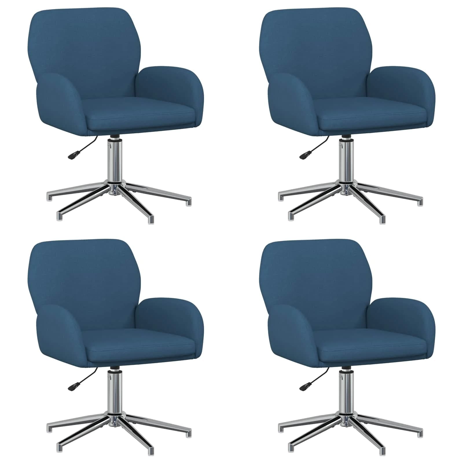 Vrteči pisarniški stoli 4 kos 54 x 58 x 90 cm Modra Blago - slika 2