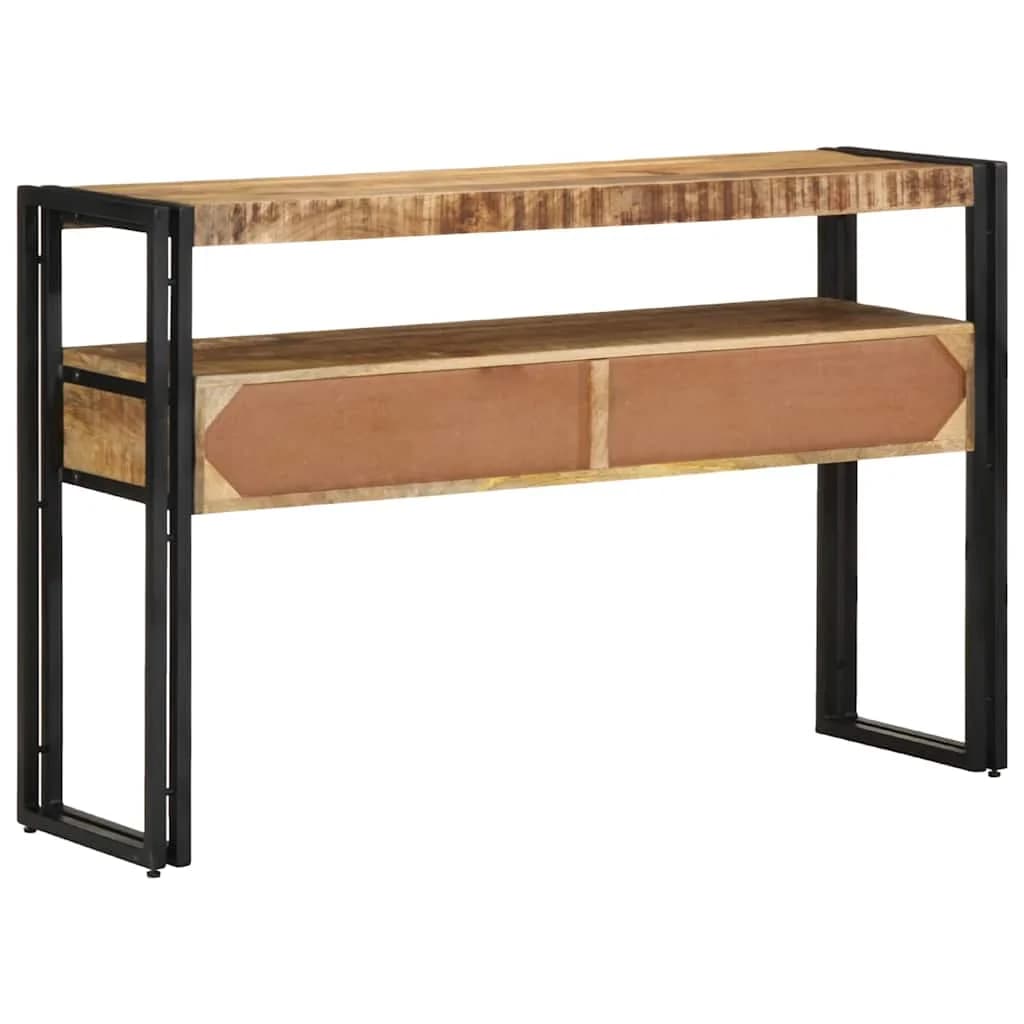 Konzolna miza s polico Rjava 120 x 33 x 75 cm Masiven les manga - slika 7