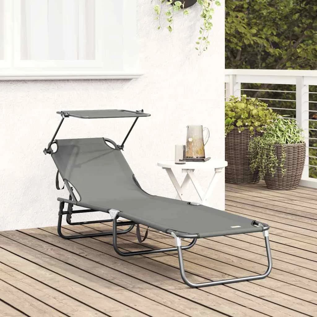 Zložljiv ležalnik Siva 190 x 57 x 81 cm oxford - slika 3