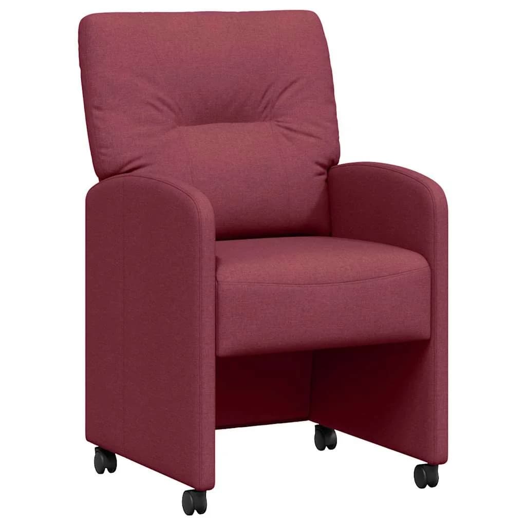 Jedilni stoli s kolesi 2 kos blago vinsko rdeča 57 x 67 x 95 cm - slika 2