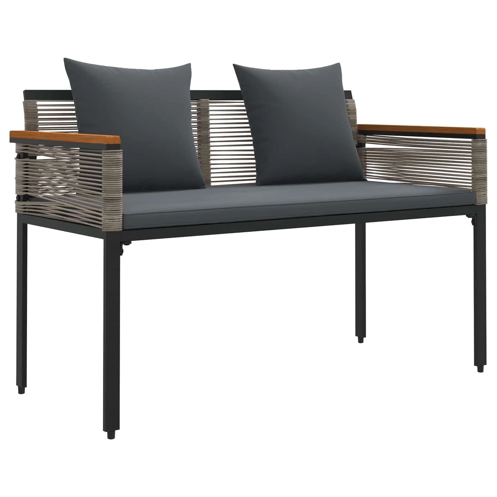 Zunanja klop Siva in temno siva 117 x 54 x 74.5 cm poli ratan - slika 2