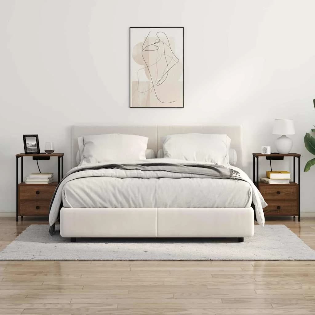 Nočna omarica 2 kos Rjav hrast 40 x 31 x 60 cm Inženirski les - slika 4