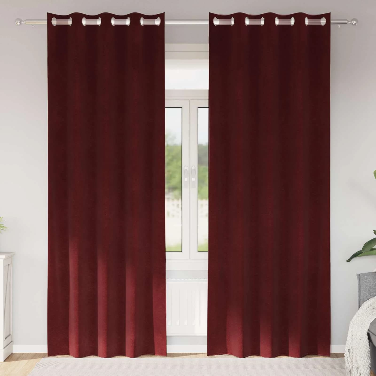 Zatemnitvene zavese 2 kos Vinorodna rdeča 140 x 260 cm Žamet