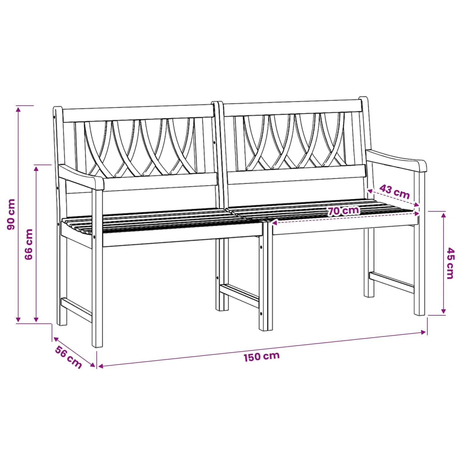 Zunanja klop Naravna 150 x 55,5 x 90 cm Masiven les akacije - slika 9