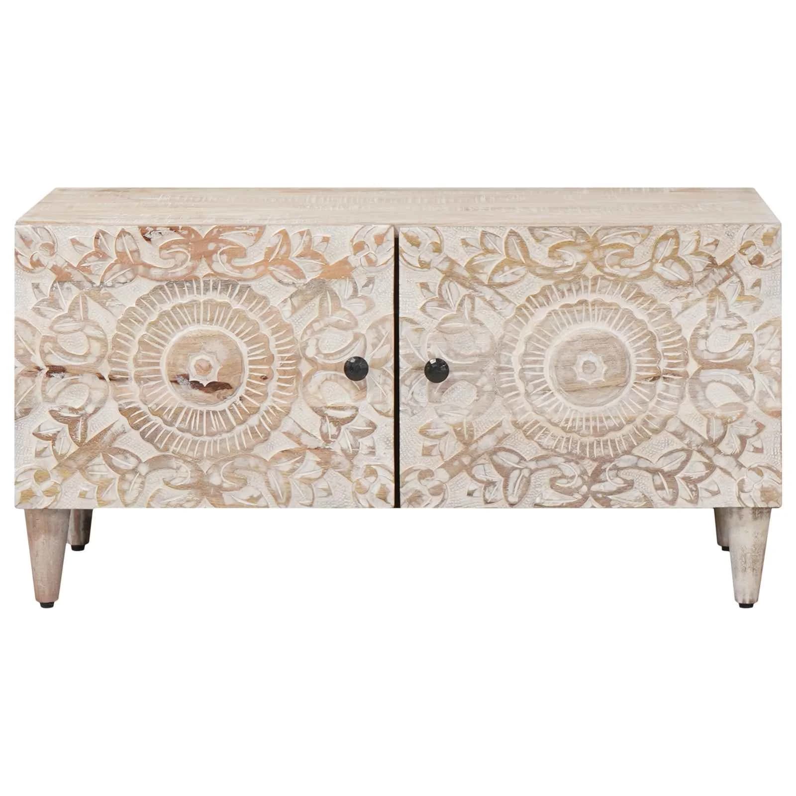 Klubska miza Bela 80 x 50 x 40 cm Masiven les manga - slika 3