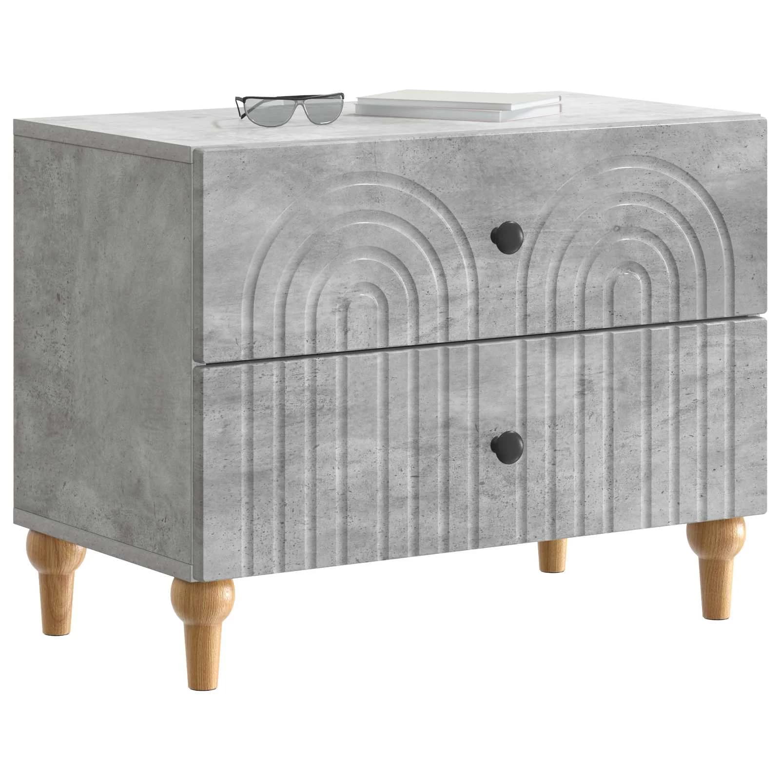 Nočna omarica Betonsko siva 62 x 34,5 x 48 cm Inženirski les - slika 3