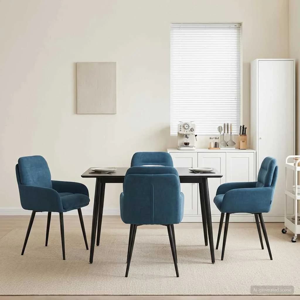 Jedilni stoli 4 kos Žamet Modra 59 x 59,5 x 90 cm