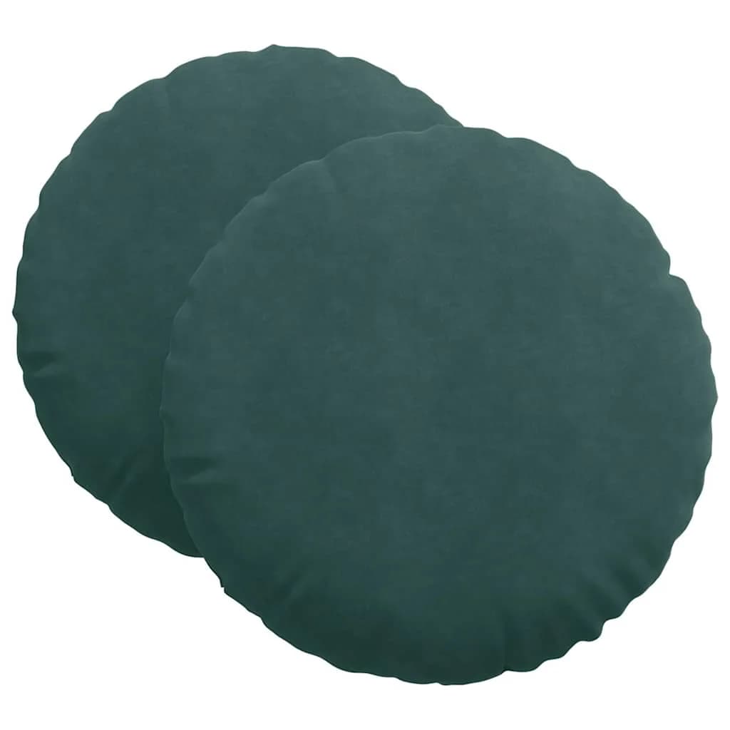 Sedežne blazine 2 kos Žamet Temno zelena Ø 80 x 29 cm - slika 2