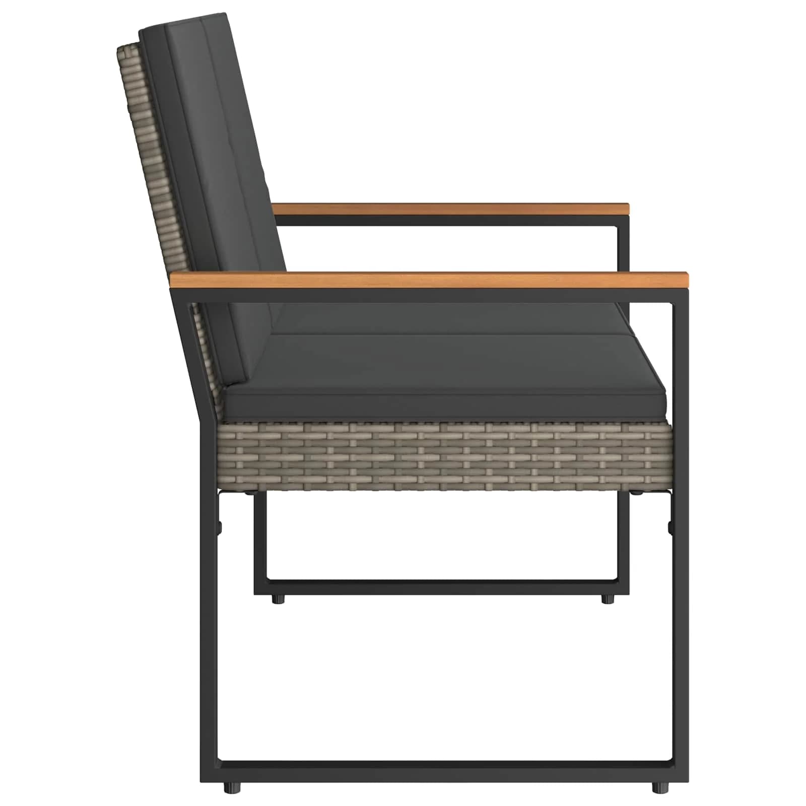 Zunanja klop Siva in temno siva 107 x 61 x 80 cm poli ratan - slika 6