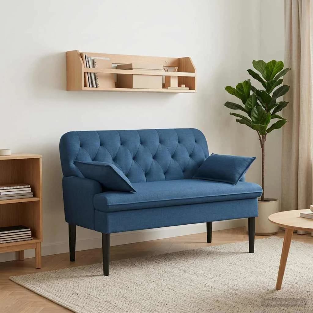 Dvojnica s gumbi Modra 111 x 68 x 80 cm Blago