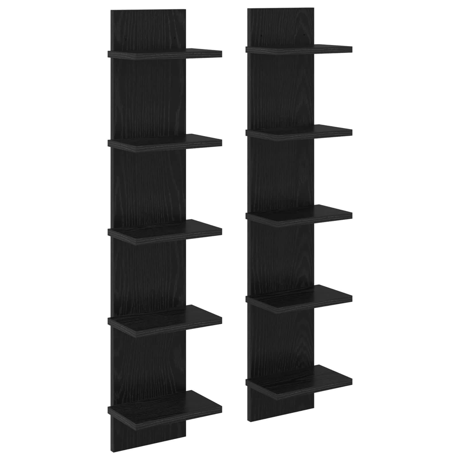 Stenska polica 2 kos Črni hrast 22 x 15 x 100 cm Inženirski les - slika 2