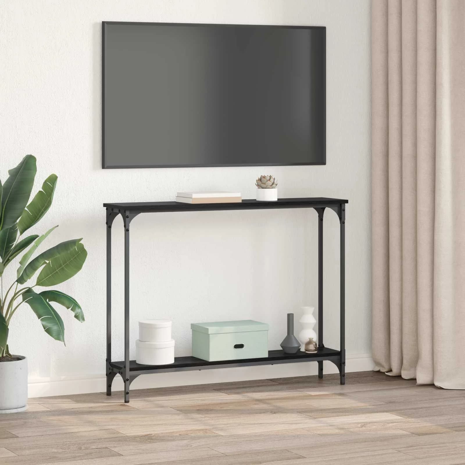 Konzolna miza Črna Orehovina 100 x 22,5 x 75 cm Inženirski les - slika 4