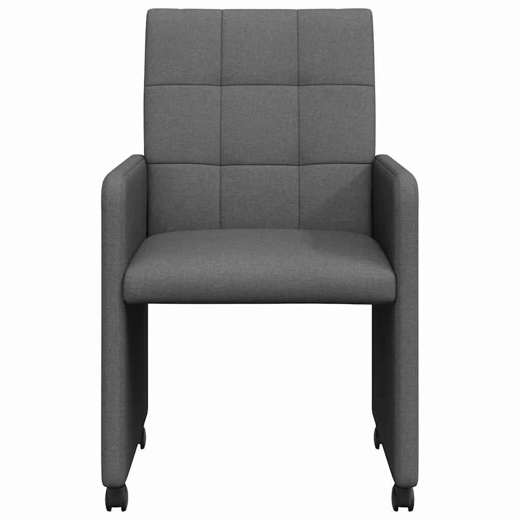Jedilni stoli s kolesi 2 kos blago Temno siva 58 x 65 x 94 cm - slika 4