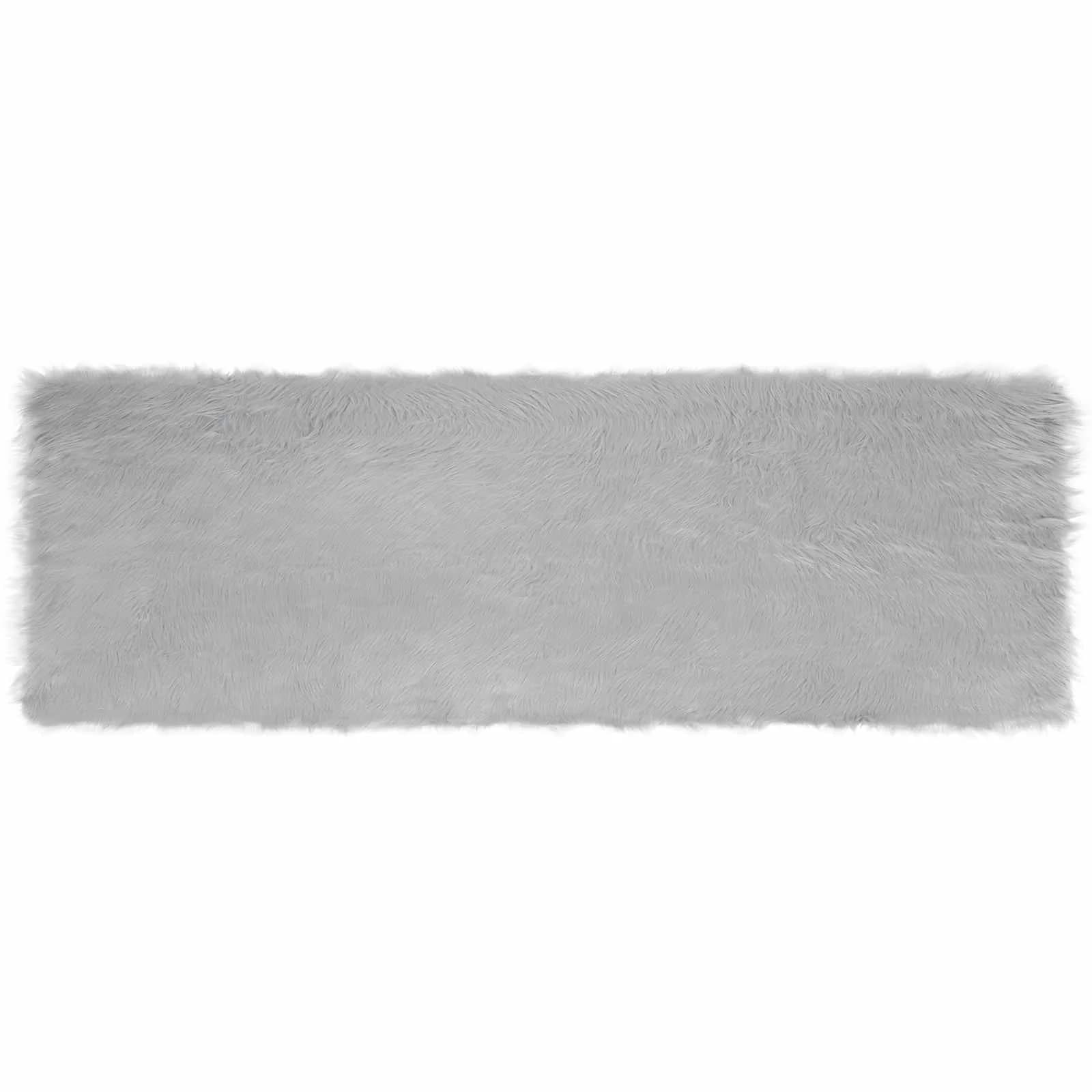 Preproga iz umetnega ovčjega krzna TAFALLA Siva 80 x 250 cm - slika 2