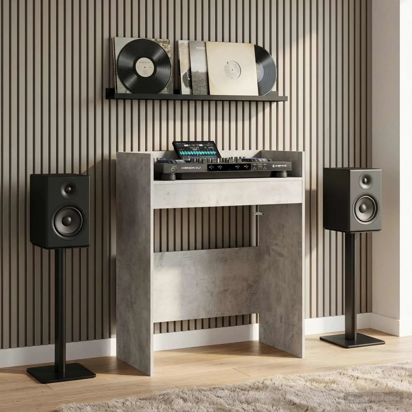 DJ miza Betonsko siva 62 x 45 x 102 cm Inženirski les