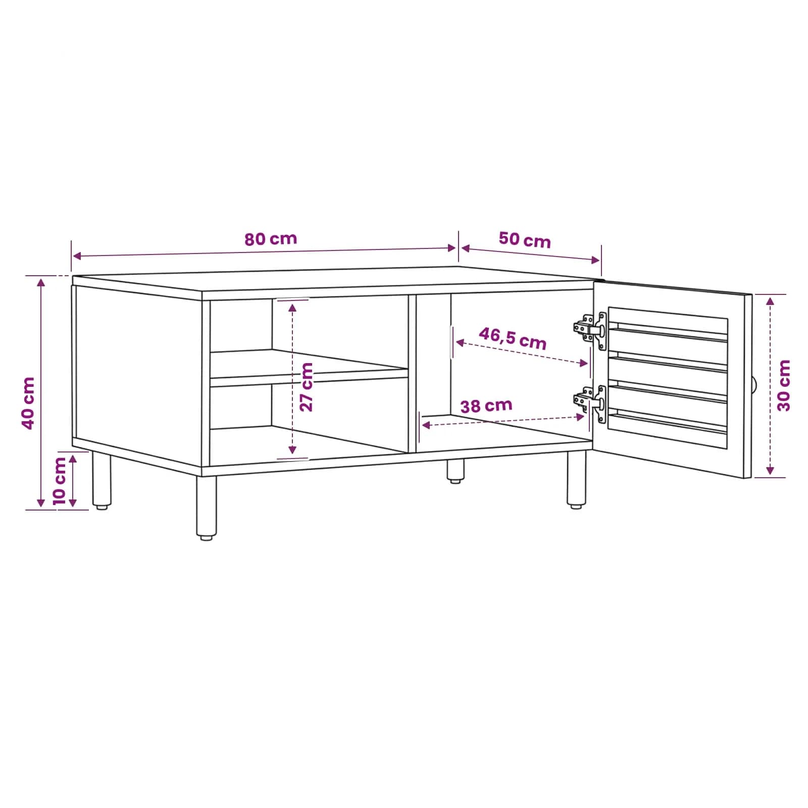 Klubska miza Naravna 80 x 50 x 40 cm Masiven les manga - slika 10