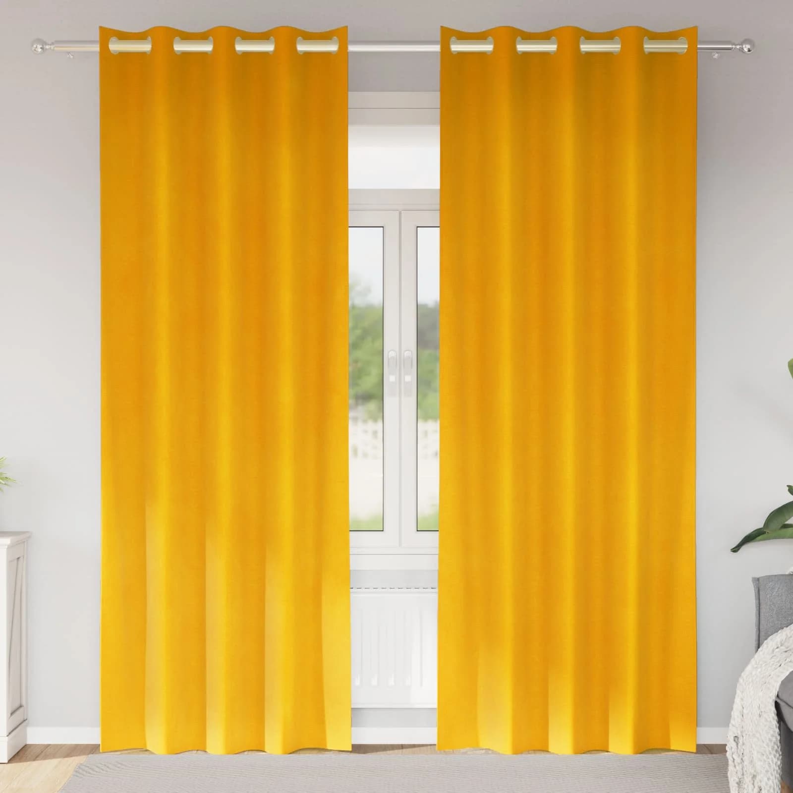 Zatemnitvene zavese 2 kos Gorčična rumena 140 x 260 cm Žamet
