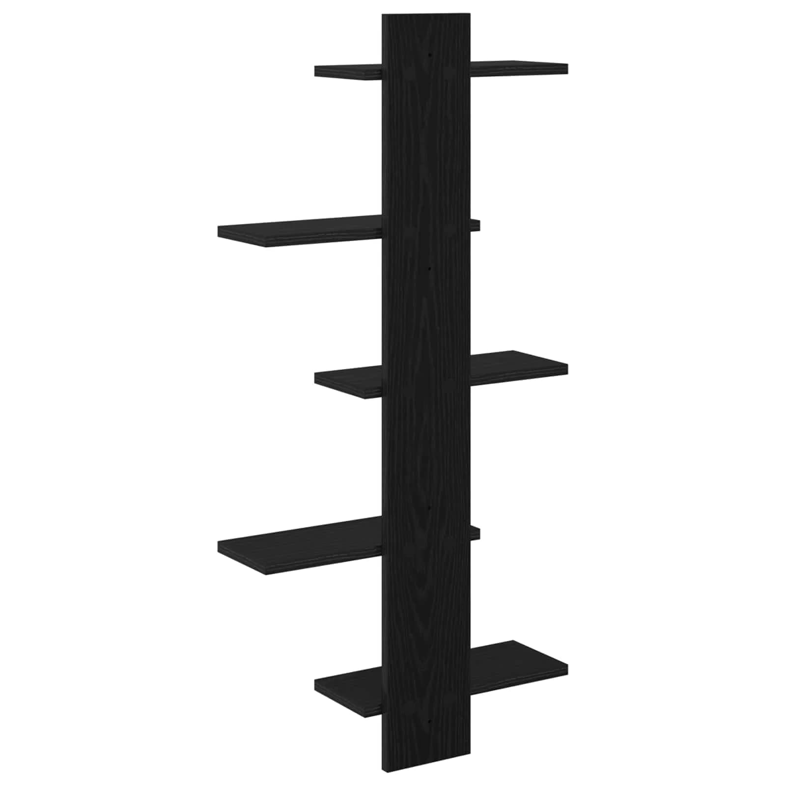PrFloating Shelf Črni hrast 48,5 x 15 x 101 cm Inženirski les - slika 6