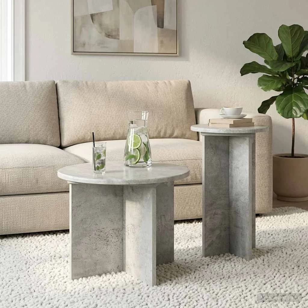 Komplet stranskih mizic 2 kos Betonsko siva Ø 45 x 35 cm - slika 4