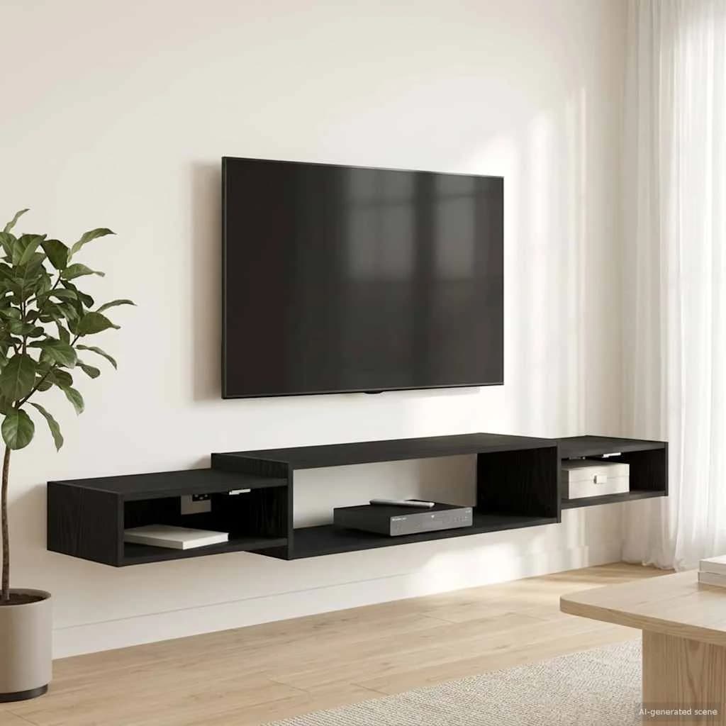 Stenska TV omarica Montaža za steno Črni hrast 180 x 28 x 21 cm