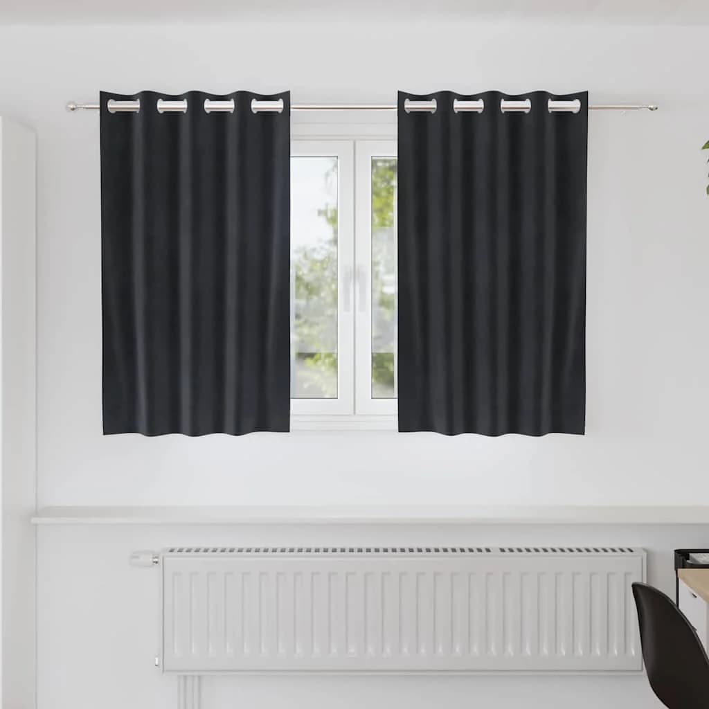 Zatemnitvene zavese 2 kos Temno siva 140 x 140 cm Žamet