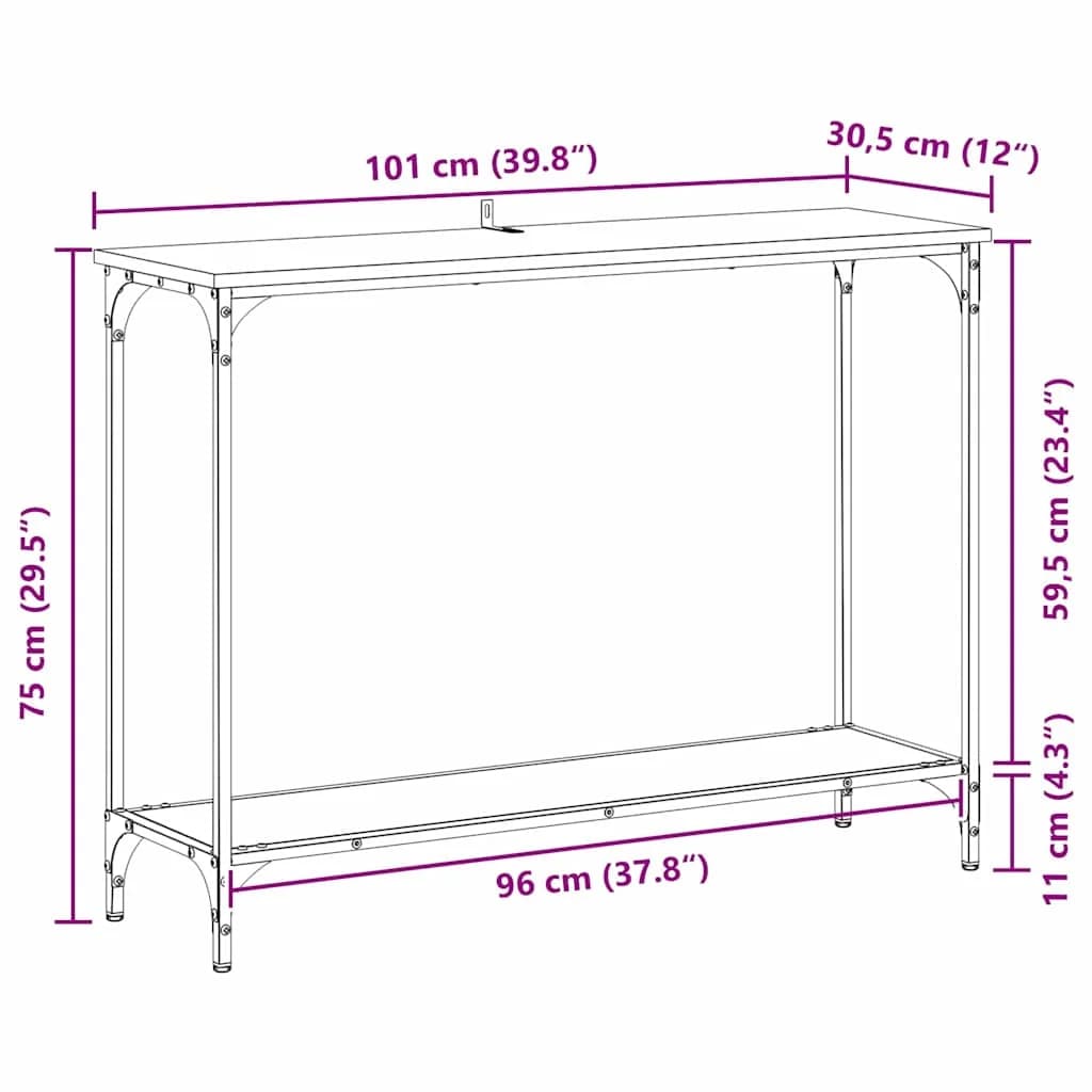 Konzolna miza artisan hrast 101 x 30.5 x 75 cm Inženirski les - slika 12