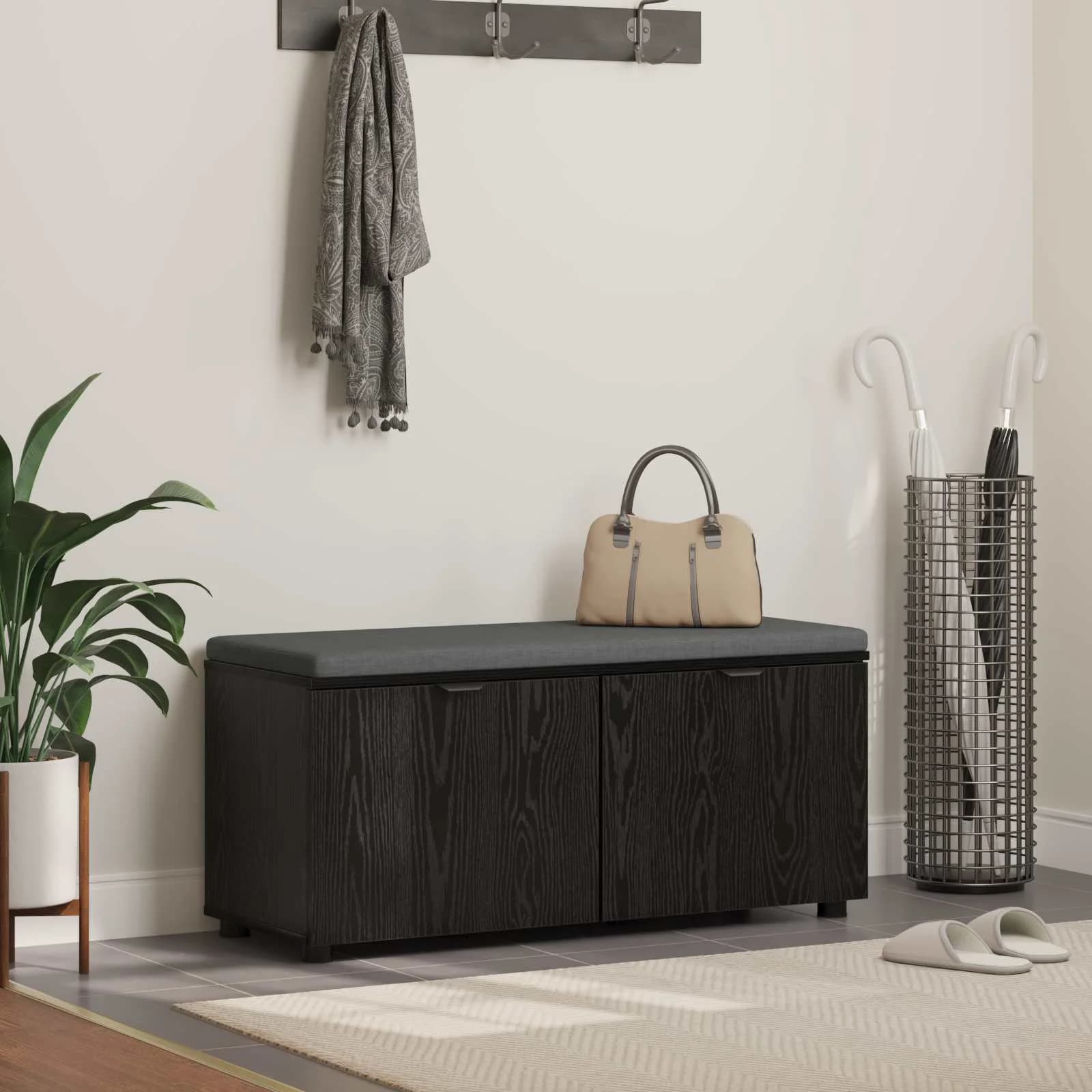 Haldna klop z blazino s polico Črni Hrast 100 x 38 x 46 cm