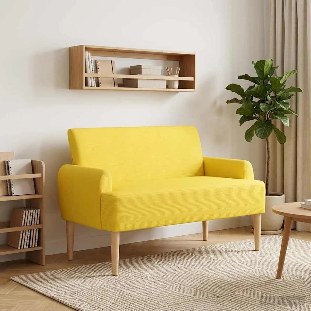 Dvojnica s gumbi Svetlo rumena 116 x 67 x 81 cm Žametna tkanina