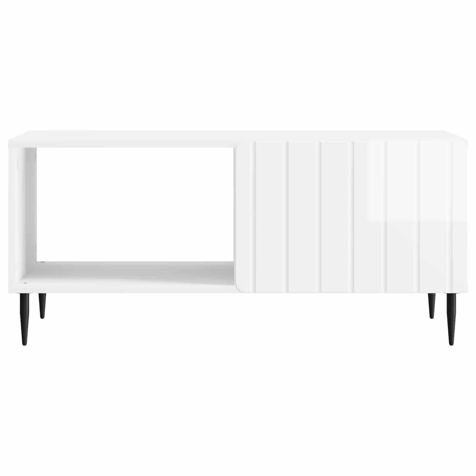 Klubska miza Bela visok sijaj 90 x 50 x 40 cm Inženirski les - slika 5