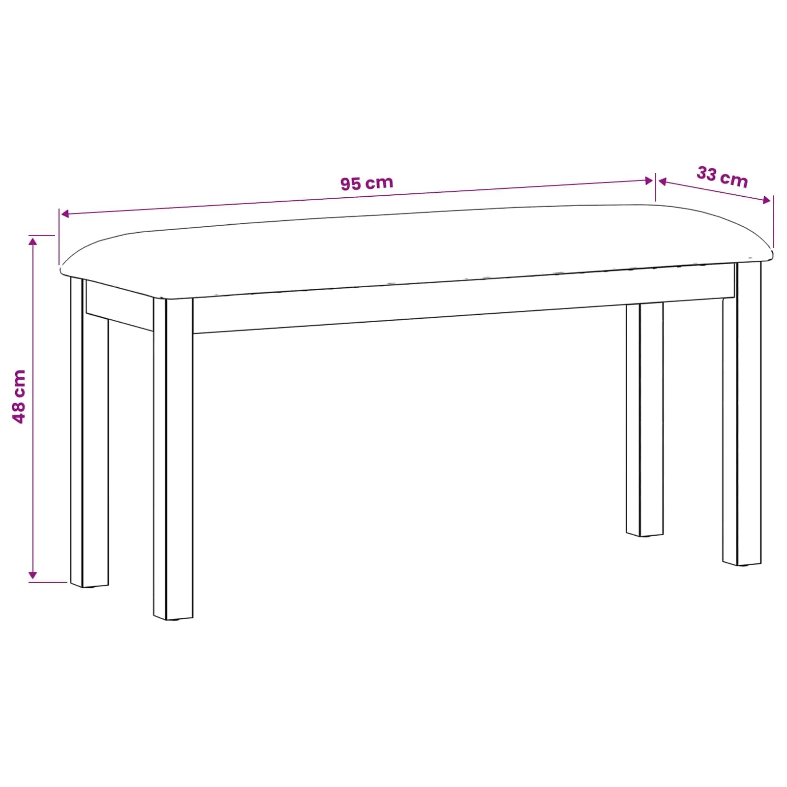 Jedilna klop 95 x 32 x 45 cm Masivno hrastovo les Črna - slika 7