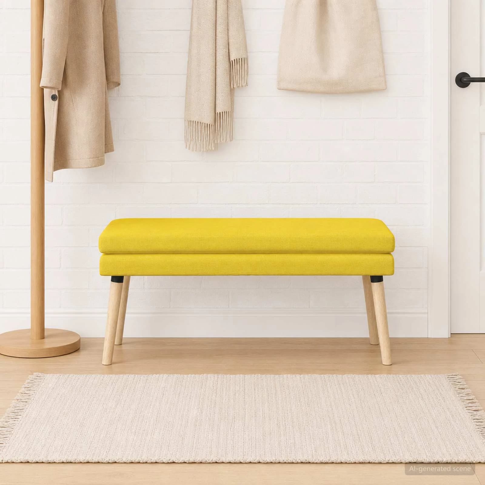 Dvojna klop Svetlo rumena 110 x 40 x 47 cm Blago - slika 4