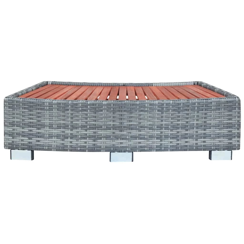 Stopnica za masažni bazen siv poli ratan 92x45x25 cm - slika 4