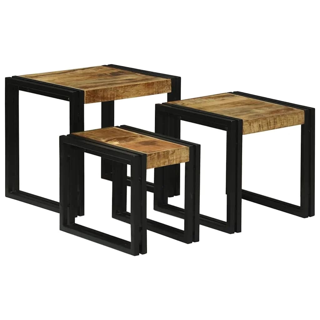 Nesting miza 3 kos Rjava in črna 50 x 40 x 45 cm - slika 2